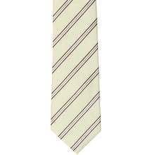 Load image into Gallery viewer, The front of a vanilla slim tie with pencil stripes, laid out flat