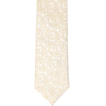 Load image into Gallery viewer, The front of a wheat brown paisley slim tie, laid flat