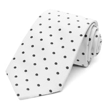 Load image into Gallery viewer, White and black polka dot necktie