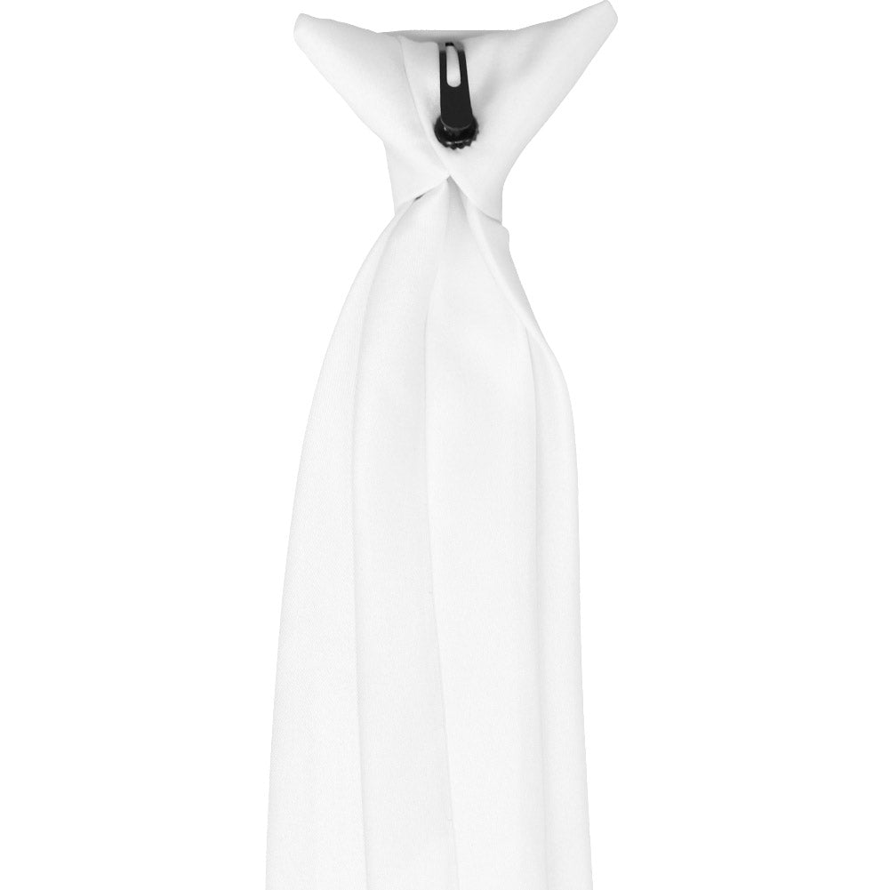 White Solid Color Clip-On Tie TieMart White Solid Color Clip-On Tie TieMart