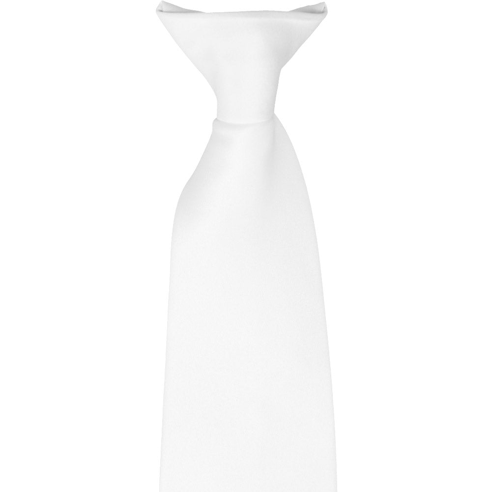 White Solid Color Clip-On Tie TieMart