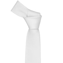 Load image into Gallery viewer, Knot on a white herringbone slim tie