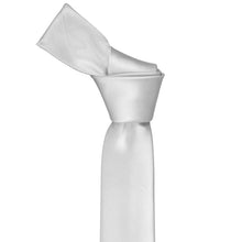 Load image into Gallery viewer, Knot on a white skinny staff tie