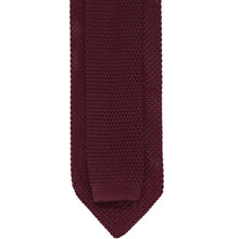 Load image into Gallery viewer, Back of a wine colored knit tie showing the tie tail
