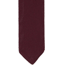 Load image into Gallery viewer, Front of a wine colored textured knit tie with a pointed tip