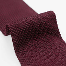 Load image into Gallery viewer, Close-up of a wine colored knitted tie on a white background