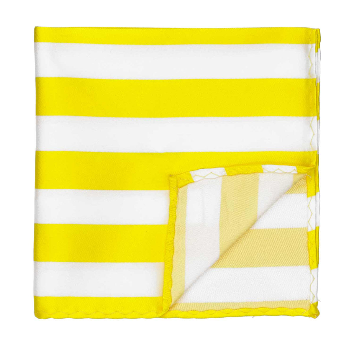 Yellow and White Striped Pocket Square Shop at TieMart TieMart, Inc.