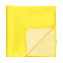 Load image into Gallery viewer, A yellow pocket square with a corner flipped up