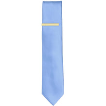 Load image into Gallery viewer, A solid butter yellow tie bar on a cornflower necktie