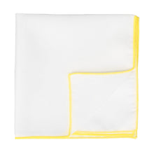 Load image into Gallery viewer, White pocket square with yellow edges