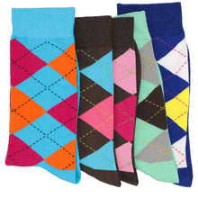 Load image into Gallery viewer, 5-pack of men&#39;s colorful argyle socks