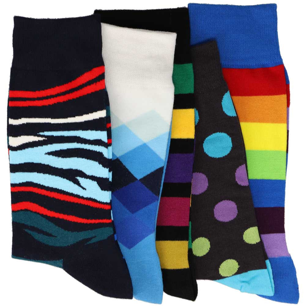 Long socks with polka dots and stripes