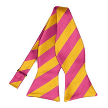 Load image into Gallery viewer, Hot Pink and Golden Yellow Striped Self-Tie Bow Tie