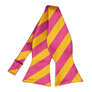 Hot Pink and Golden Yellow Striped Self-Tie Bow Tie