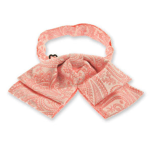 Coral paisley floppy bow tie, front view