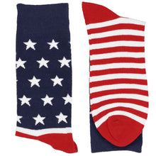 Load image into Gallery viewer, Pair of men&#39;s American flag patriotic novelty socks