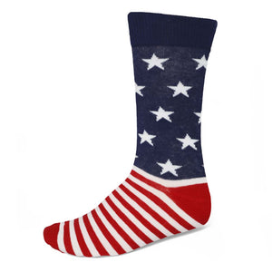 Men's American flag socks with stars and stripes in red, white and blue
