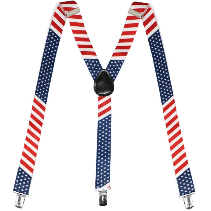 American flag red, white and blue stars and stripes suspender