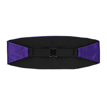 Load image into Gallery viewer, The back of an amethyst purple cummerbund, including the black elastic strap