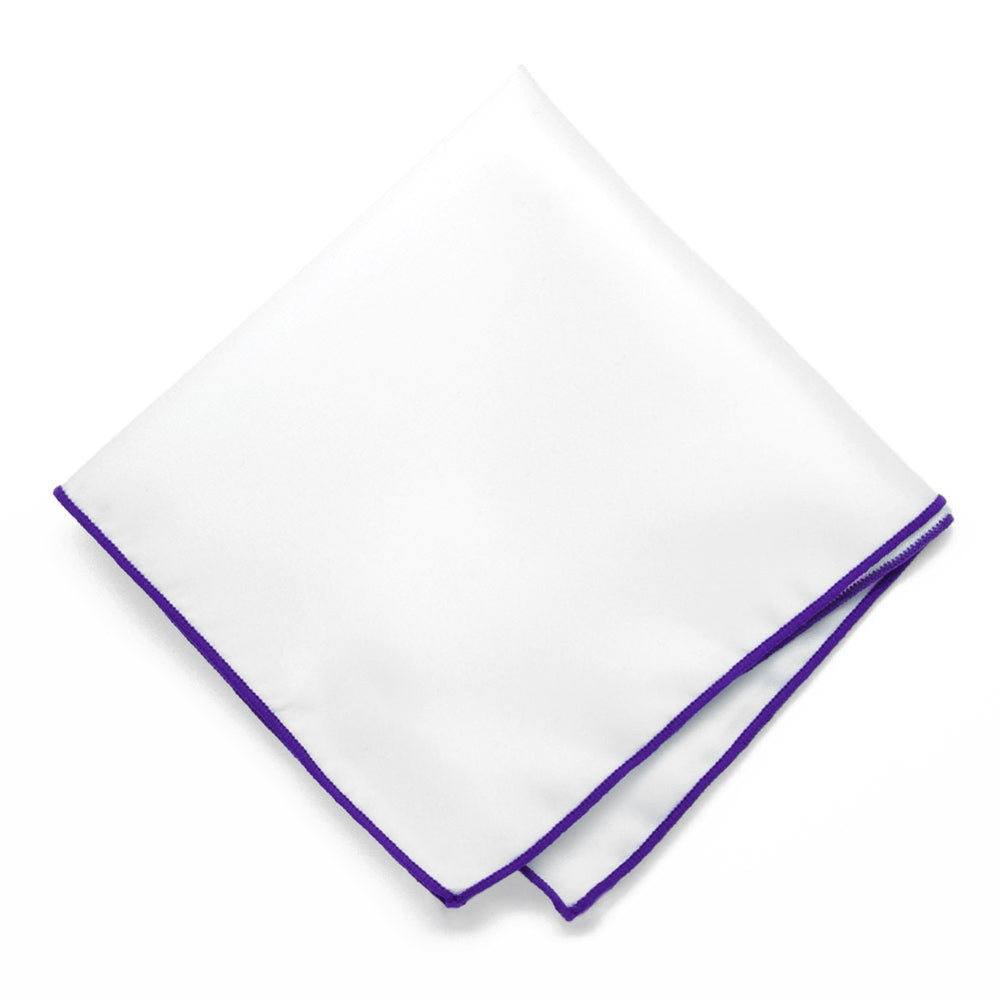 Amethyst Purple Tipped White Pocket Square