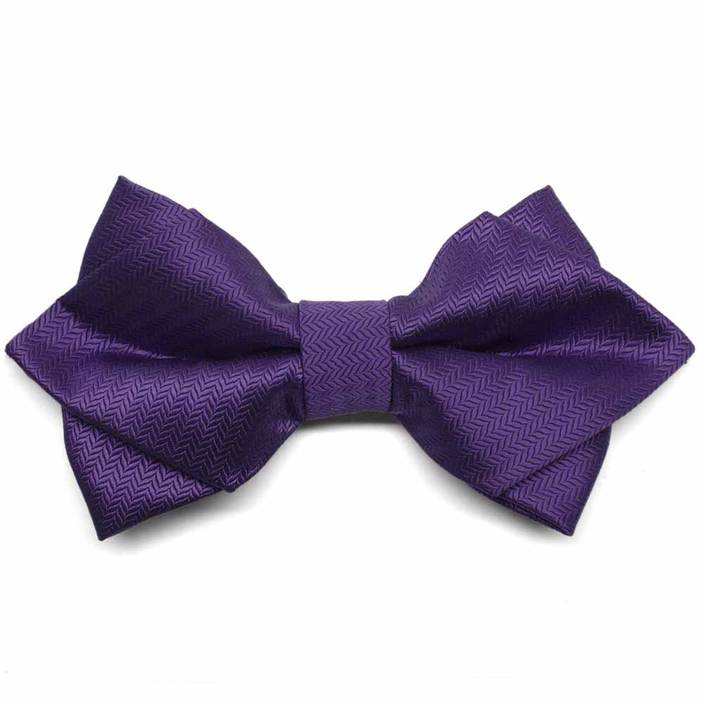 Amethyst Purple Herringbone Diamond Tip Bow Tie