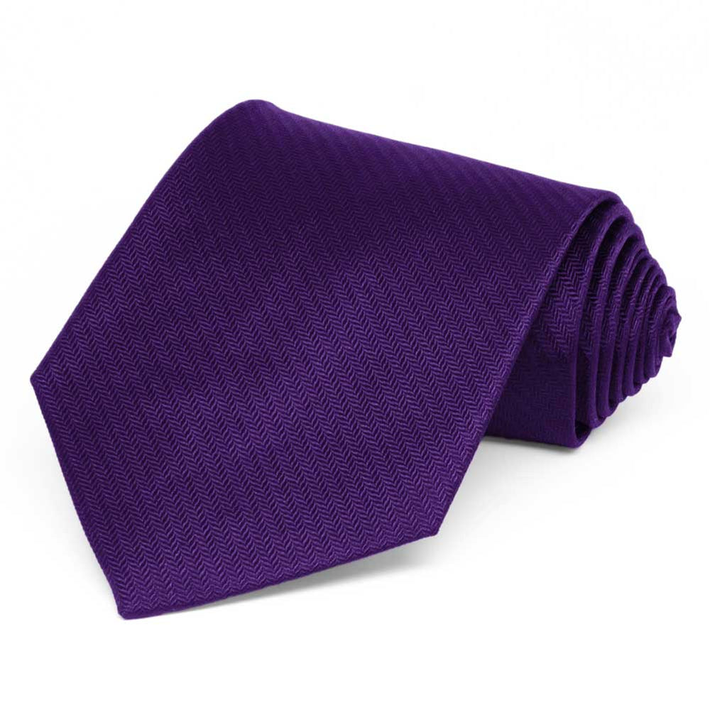 Amethyst Purple Herringbone Silk Extra Long Necktie