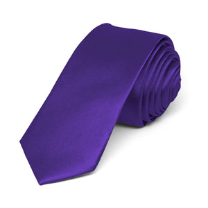 Amethyst Purple Skinny Solid Color Necktie, 2" Width