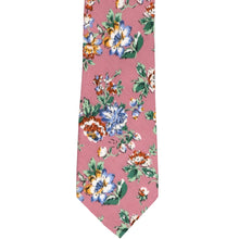 Load image into Gallery viewer, The front of a mauve floral tie, laid out flat