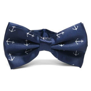 Dark blue bow tie with a white ship anchor
