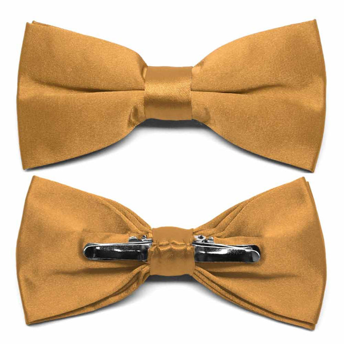 Antique Gold Clip-On Bow Tie