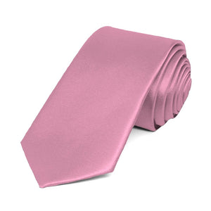Antique Pink Slim Solid Color Necktie, 2.5" Width