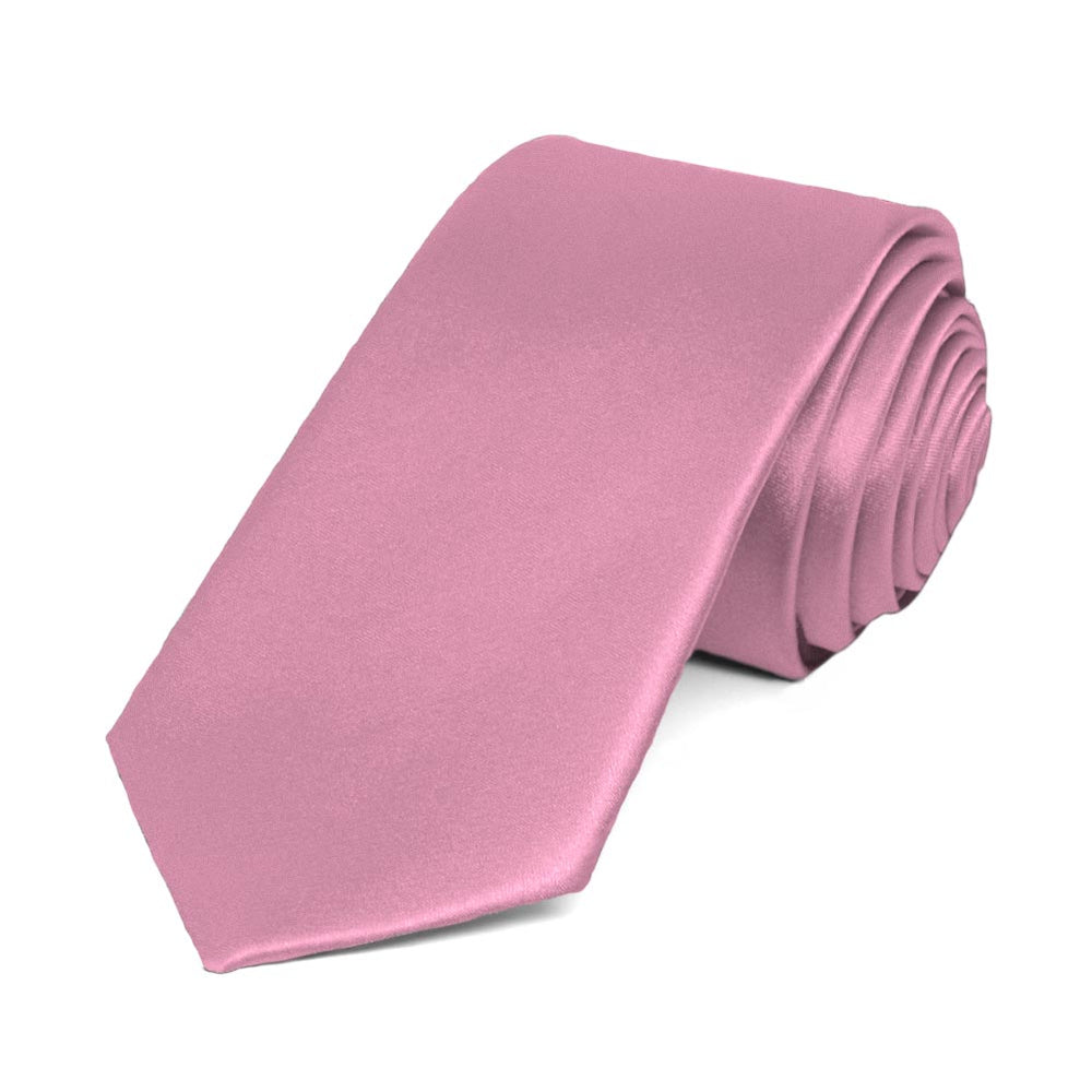 Antique Pink Slim Solid Color Necktie, 2.5