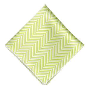 Apple green and white chevron stripe pattern pocket square