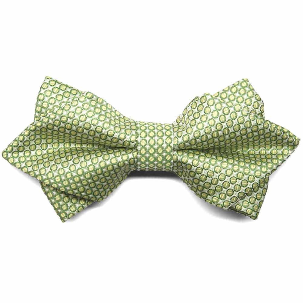 Light green grain pattern diamond tip bow tie, front view