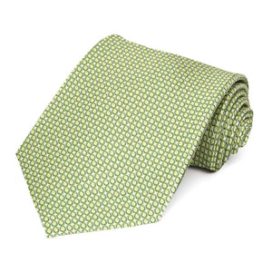 Light green grain pattern necktie, rolled to show texture