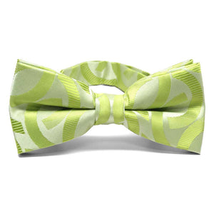 Bright green link pattern bow tie, front view