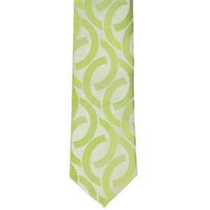 Apple green link pattern slim tie, front bottom view