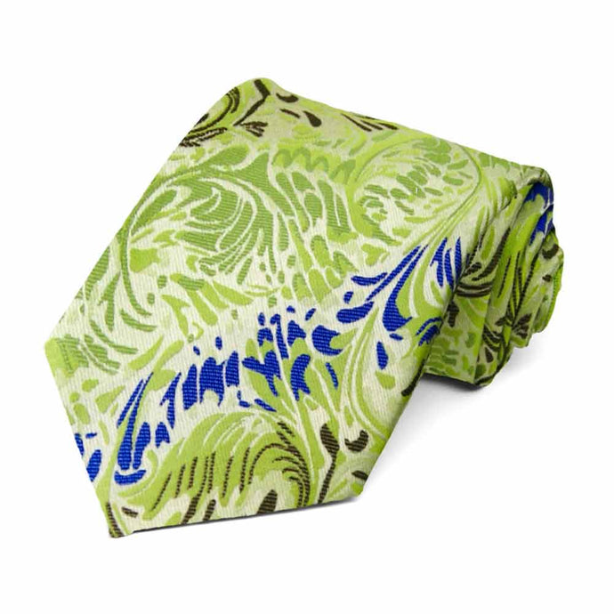 Apple green and blue on a white background unique pattern necktie