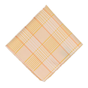 Light orange plaid pocket square, flat front view