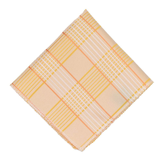 Light orange plaid pocket square, flat front view