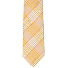Load image into Gallery viewer, The front view of an apricot plaid slim tie