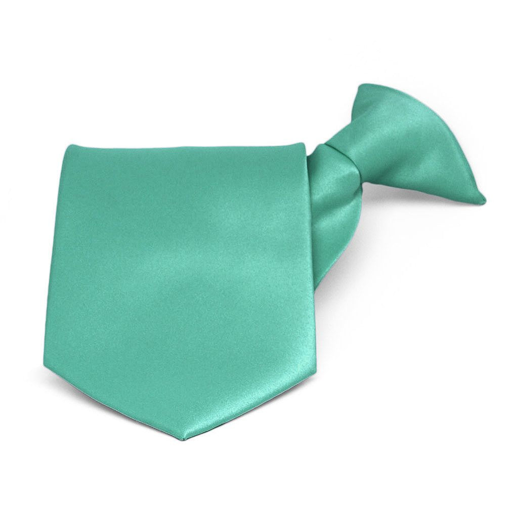 Aquamarine Solid Color Clip-On Tie