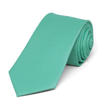 Load image into Gallery viewer, Aquamarine Slim Solid Color Necktie, 2.5&quot; Width