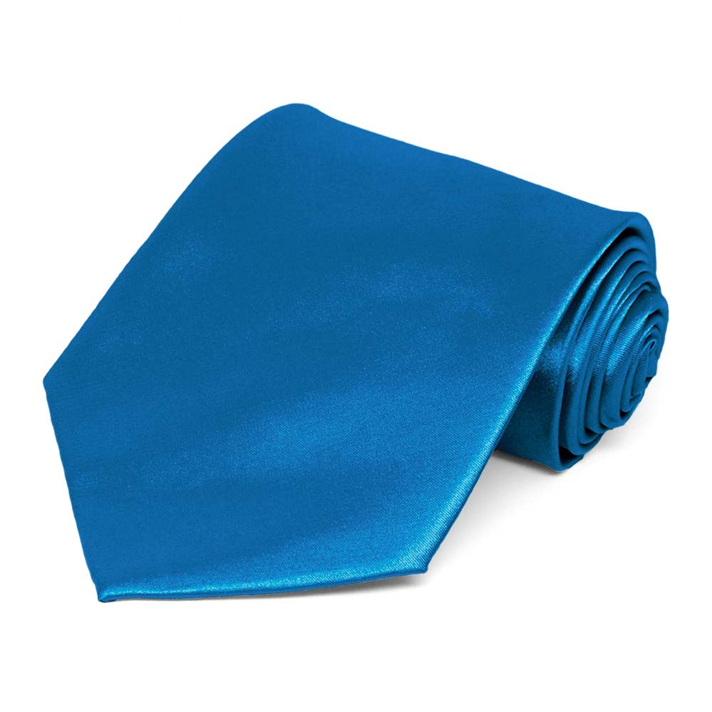 Azure Blue Extra Long Solid Color Necktie