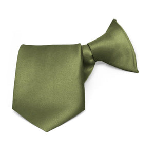Boys' Moss Green Solid Color Clip-On Tie, 8" Length