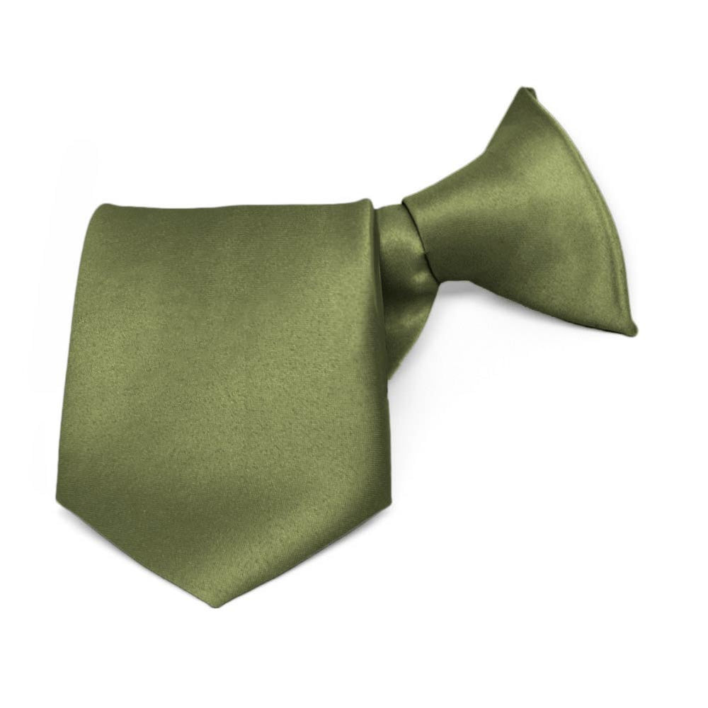 Boys' Moss Green Solid Color Clip-On Tie, 8