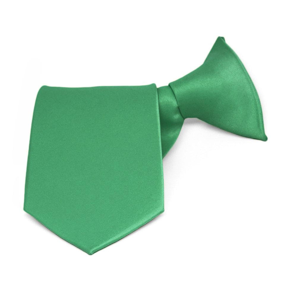 Boys' Emerald Green Solid Color Clip-On Tie, 8