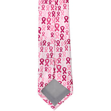 Load image into Gallery viewer, Back front view of a pink ribbon novelty slim tie