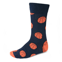 Load image into Gallery viewer, Men&#39;s basketball sock in dark blue and orange