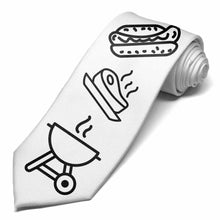 Load image into Gallery viewer, A  white barbecue icon coloring book tie